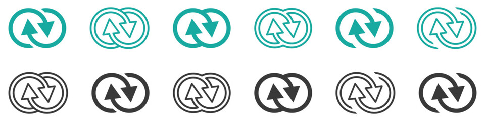 Set of synergy icons. Arrow synergy logo. EPS10. Vector illustration.