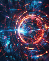 Obraz premium Cyber eye networking metaverse new digit computer world