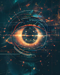 Fototapeta premium Cyber eye networking metaverse new digit computer world