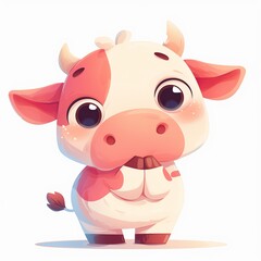 Cartoon Cow, Adorable Illustration on a White Background