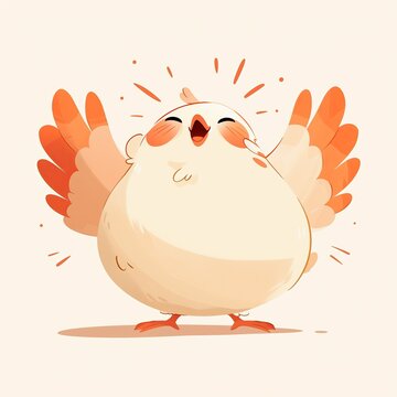 Cartoon Dove, Adorable Illustration on a Pastel Background