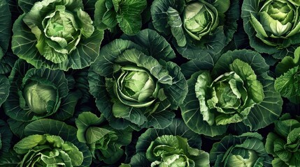 Group of cabbage vegetable pattern wallpaper