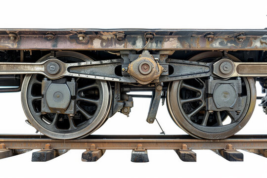 The train wheels are rusted and worn