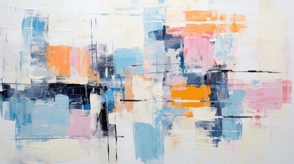 a illustration of abstract painting on a canvas that has been prepared from edge-to-edge with large areas of various pastel colors
