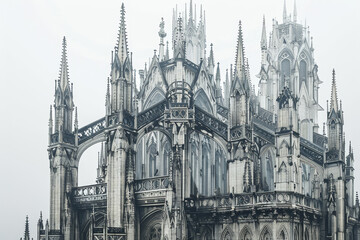 Fototapeta premium A large, old building with a lot of detail and a Gothic style
