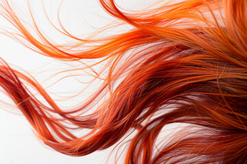 A close up of a woman's red hair with a lot of volume