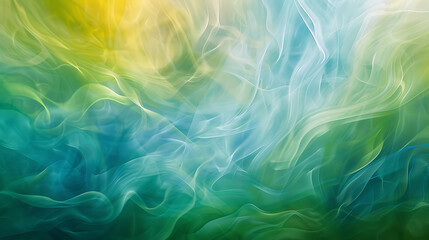 an abstract blend of colors. It features a soothing combination of green, blue, and yellow, transitioning smoothly into each other