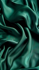 Obraz premium A green fabric with a pattern of squares and diamonds. The fabric is rolled up and has a shiny, metallic appearance