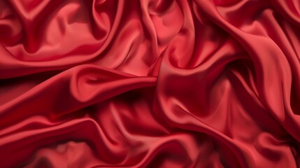 Fototapeta premium A red fabric with a pattern of swirls and lines. The fabric is very soft and smooth to the touch