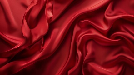 Fototapeta premium A red fabric with a pattern of swirls and lines. The fabric is very soft and smooth to the touch