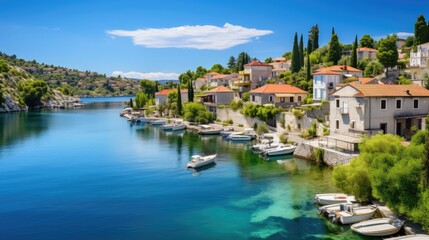 Fototapeta premium a picture stunning aerial view that showcases the town's unique beauty and charm from above