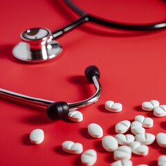 stethoscope and pills