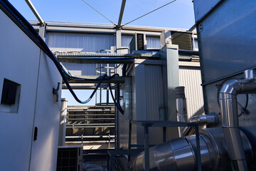 Modern sophisticated air cooling system. Engineering communications