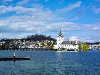 Gmunden Schloss Ort or Schloss Orth in the Traunsee lake in Gmunden city.