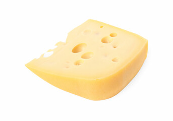 Piece of delicious cheese isolated on white