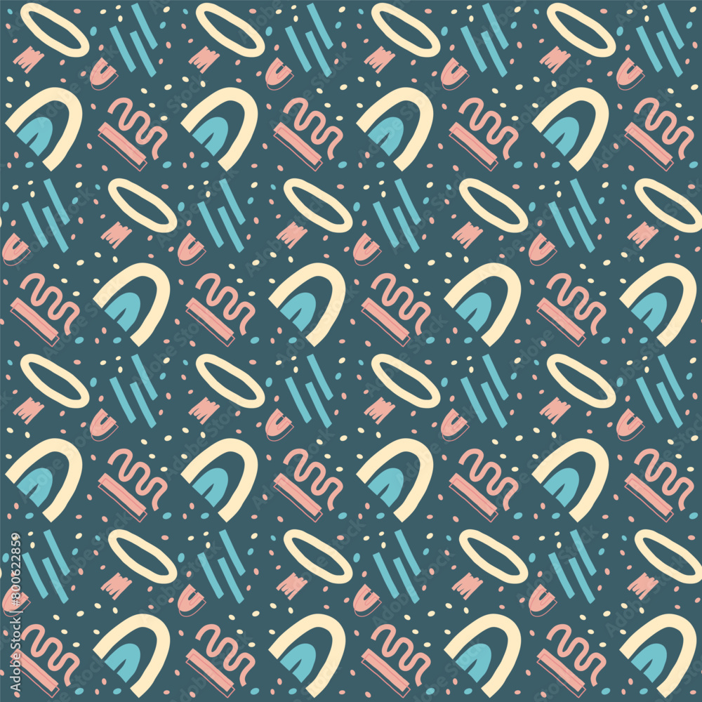 Poster abstract geometric seamless pattern. scribble childish elements endless background. doodle style rep