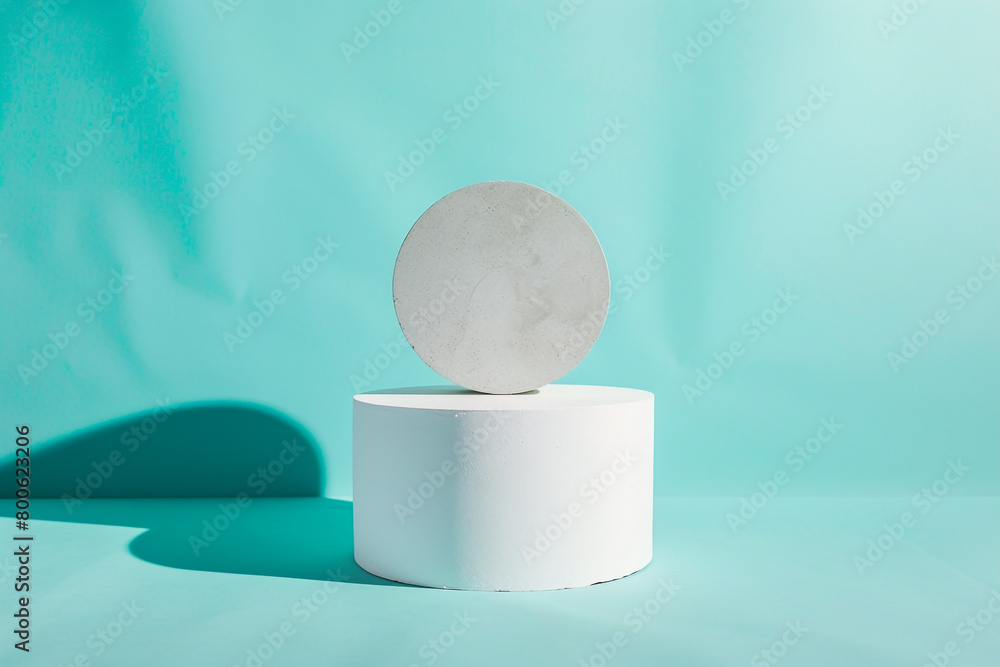 Poster minimalist object centered on white space bold solid color background for contrast
