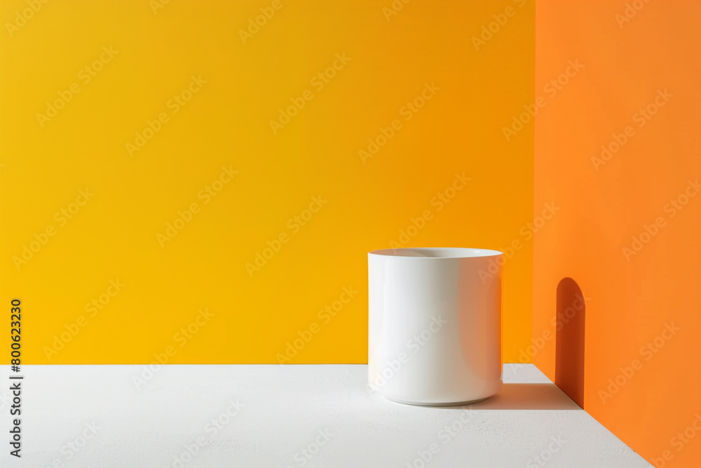 Poster minimalist object centered on white space bold solid color background for contrast