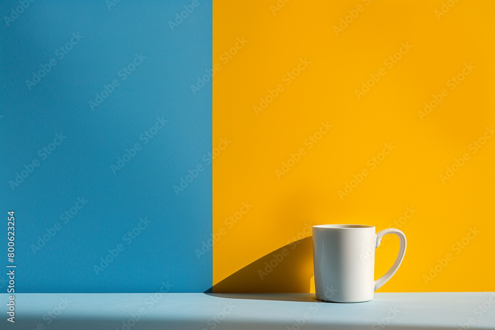 Poster minimalist object centered on white space bold solid color background for contrast