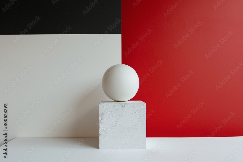 Poster minimalist object centered on white space bold solid color background for contrast