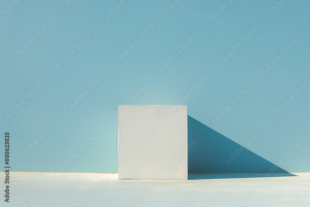 Poster random minimalist artifact prominently centered with white space on a solid color field
