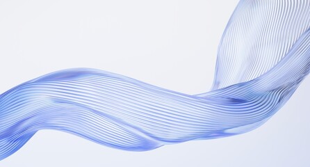 Abstract curved lines, light background design, 3d render