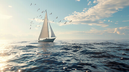 Obraz premium Ocean Sailing Expedition: Nautical Journey on the High Seas. Generative AI.