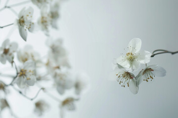 Softly tinted flowers at edges minimal design white space in middle for focus 