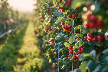 Stretch of berry bushes ripe for picking summers bounty 