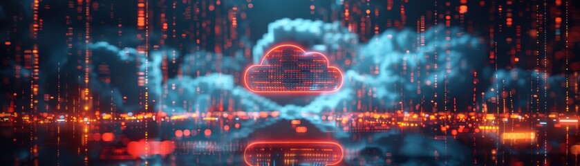 Fototapeta premium glowing red and blue cloud of data particles