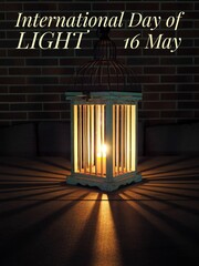 International Day of Light 16 May poster with candle lantern and text
