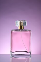 Luxury women's perfume in bottle on violet background
