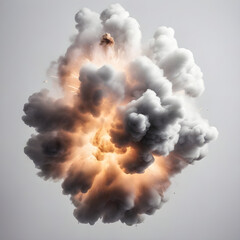  An explosion with lightning and smoke on a white background