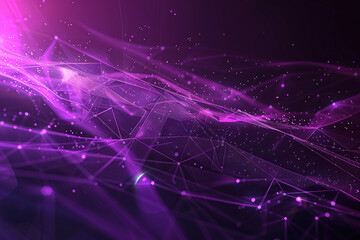 close up horizontal image of a glowing purple abstract technology background with lines and shapes
