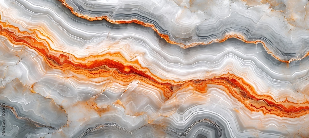 Poster orang and gray intricate and delicate backdrop with soft lines. marble and water effect