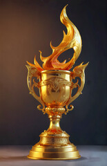 gold flame trophy cup concept