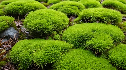 Dark green moss on the stone