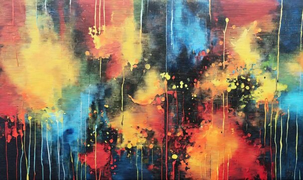 Abstract fabric spray painting on canvas. Contemporary painting. Modern poster for wall decoration