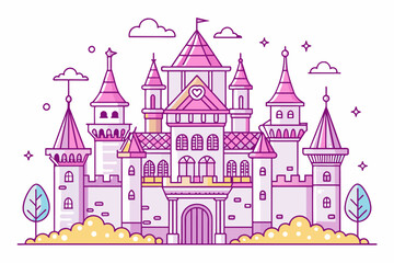 Whimsical fairy tale castle outline