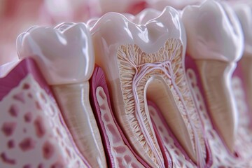 Model of a tooth with a toothbrush, ideal for dental concepts