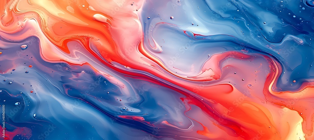 Poster sky blue and orange intricate and delicate backdrop with soft lines. marble effect