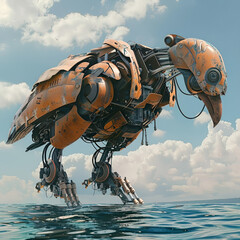 mechanical bird of the future in the sky