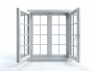 Open plastic window, isolated on white background.
