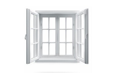 Open plastic window, isolated on white background.
