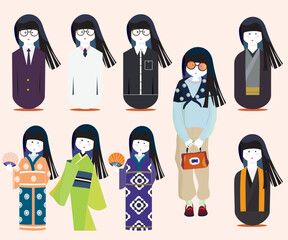 Girls Icons with Fashion Kimono Workwear Streetwear Elegant Suit