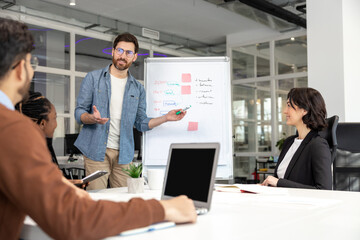Colleagues coworkers having business conference discussing business ideas