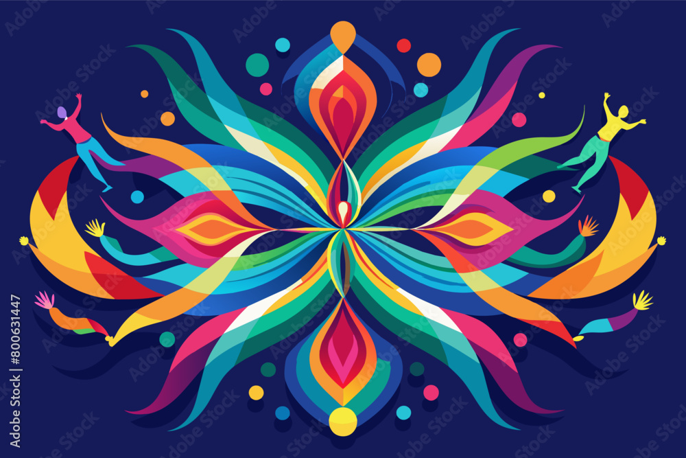 Poster vibrant colors merging and diverging in a harmonious dance