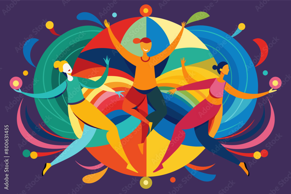 Aufkleber vibrant colors merging and diverging in a harmonious dance
