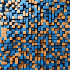 abstract background with blue and orange small squares