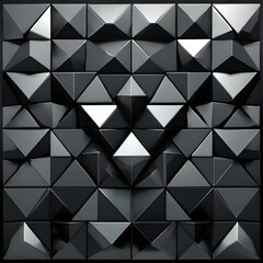 metalic surface silver  black and white triangle conical mosaic background